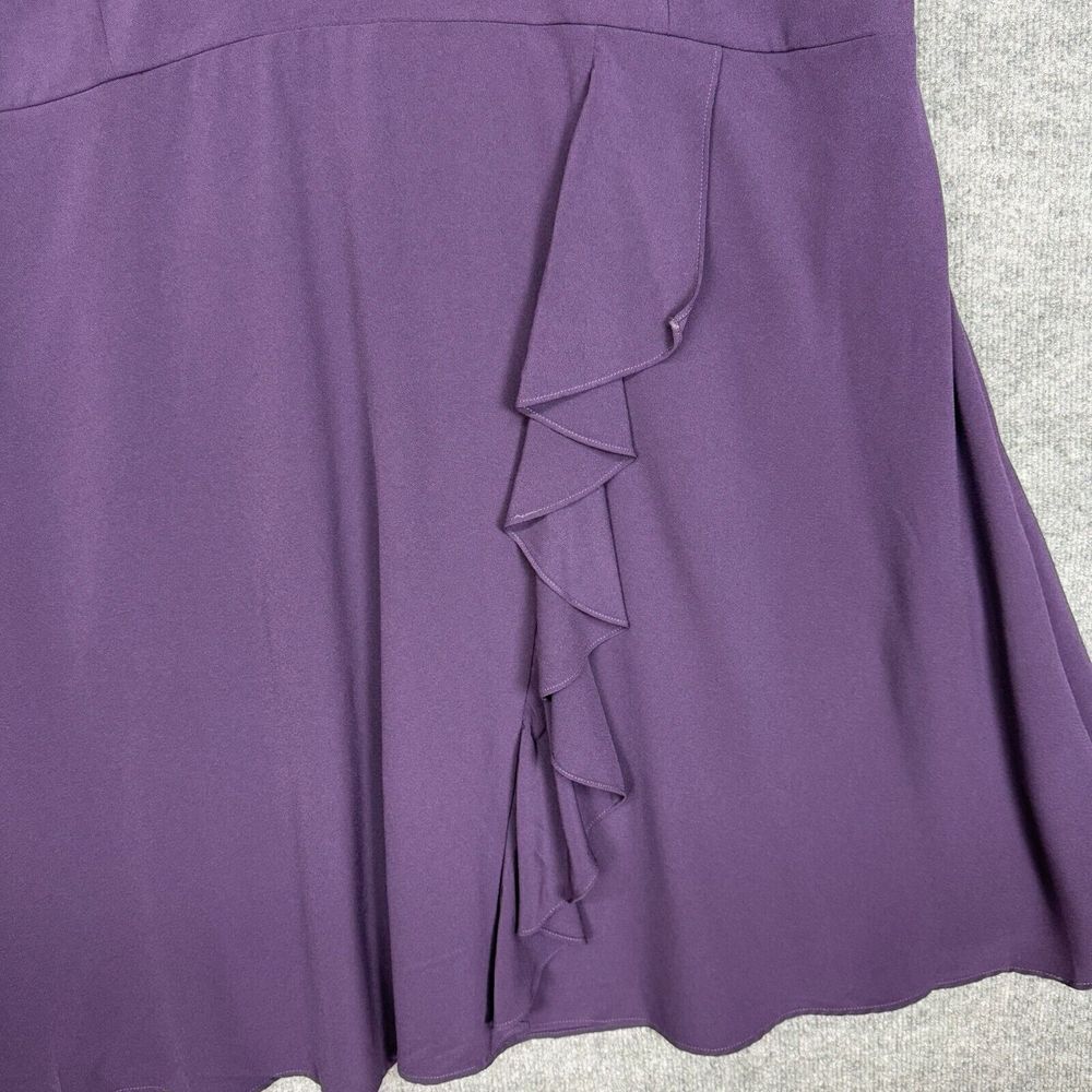 ModCloth Dress Womens 3XL Purple Sleeveless V-Neck Ruffle Trim Lined Plus Party - Picture 3 of 13
